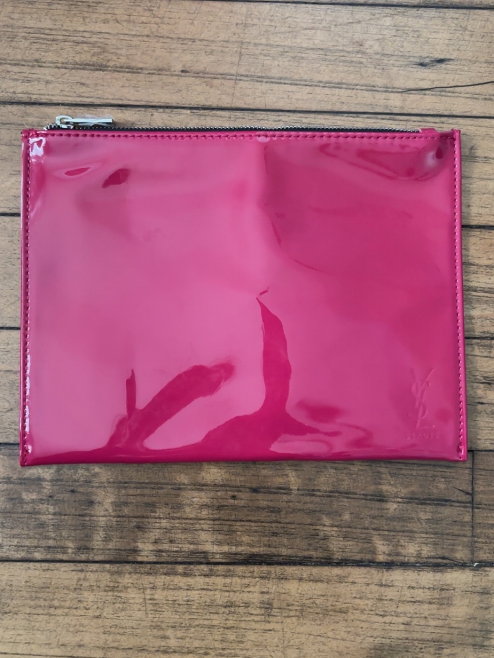 Yves Saint Laurent Glossy Fuchsia Patent Leather Zip Pouch